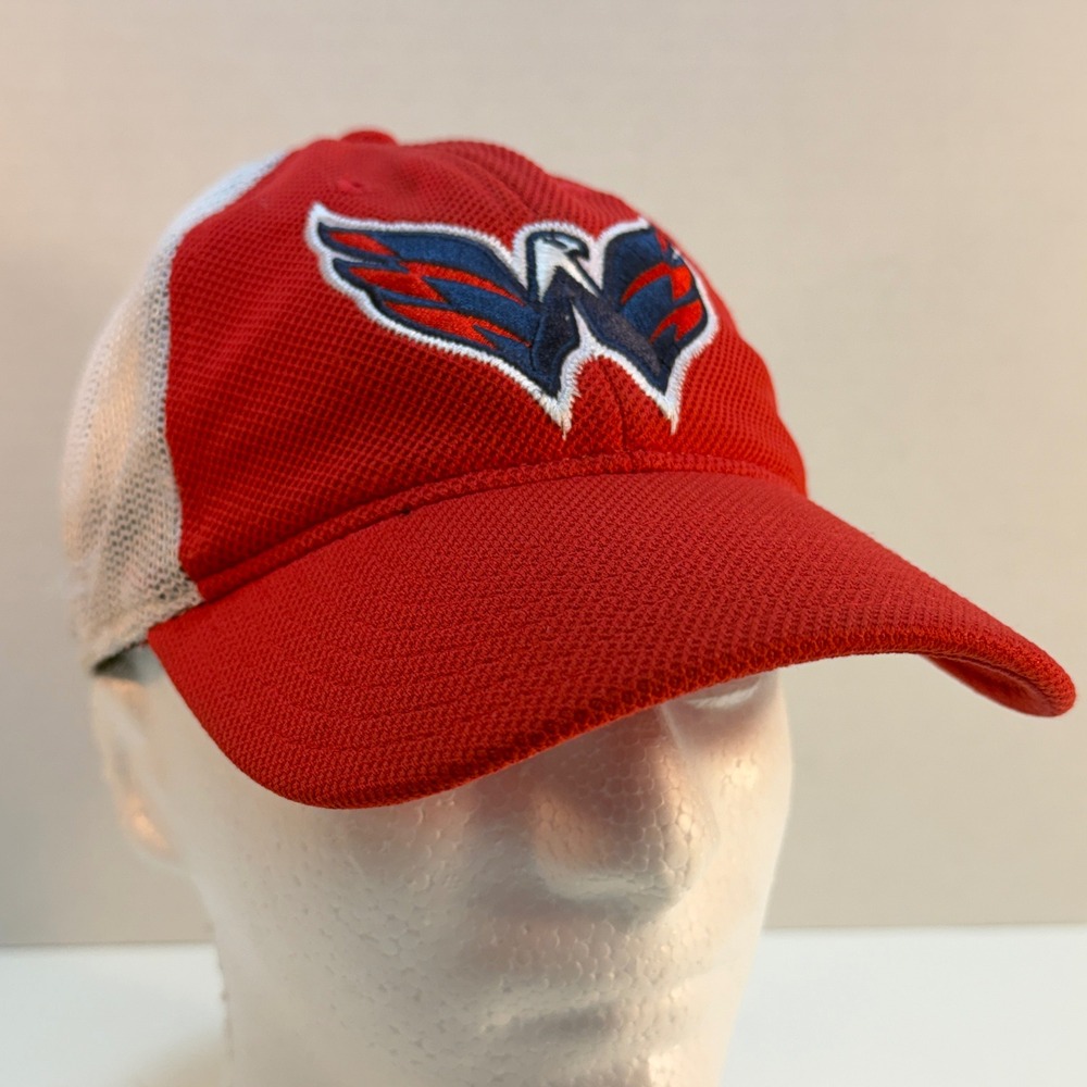 Washington Capitals NHL Hockey‎ Reebok Flex Fit Mesh Trucker Hat S M Red